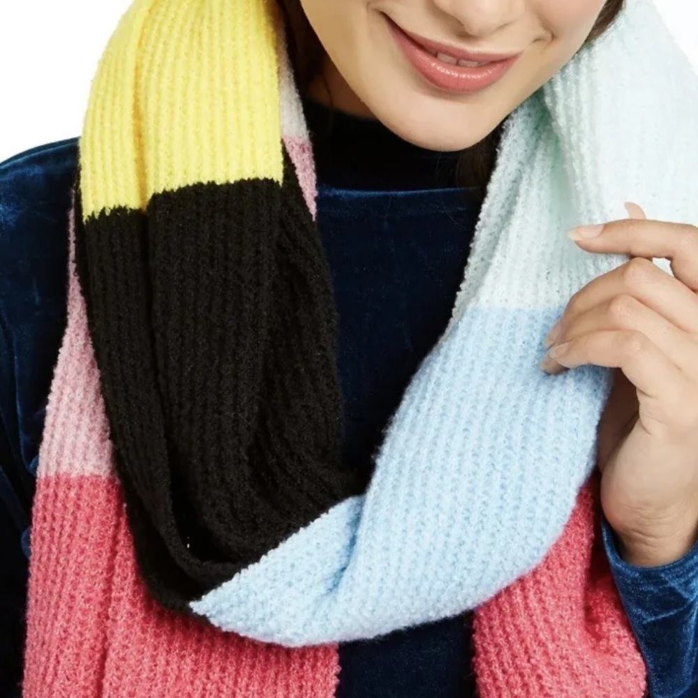 Twisted Rib Multi Color Block Muffler Scarf - Picture 2 of 5